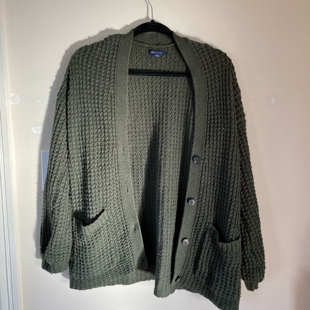 American Eagle Slouchy Waffle Knit Cardigan